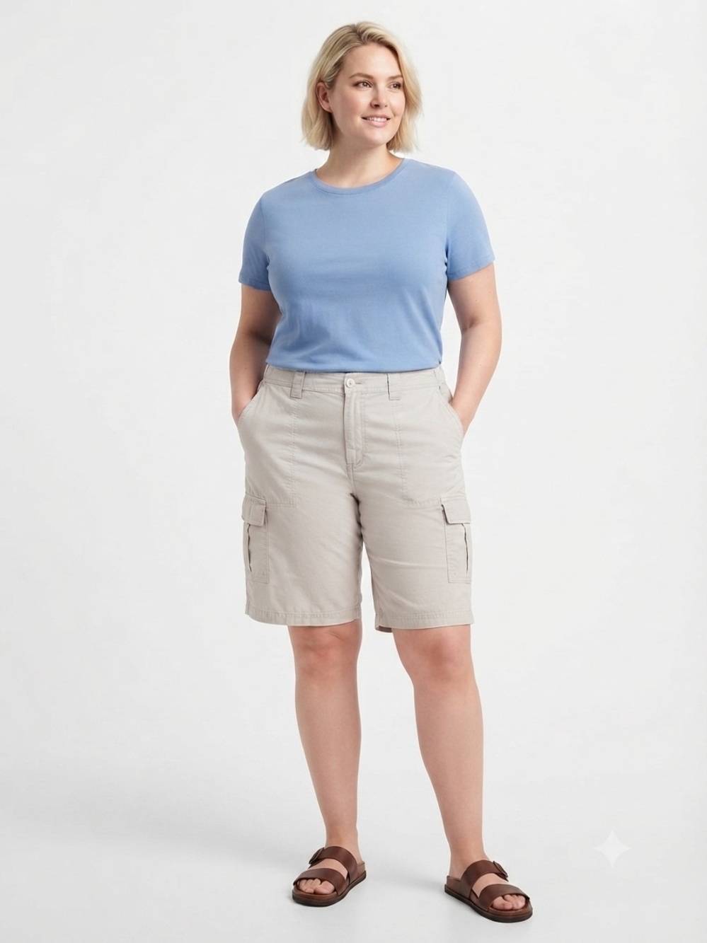 Plus Size Colombia Beige Cargo Shorts